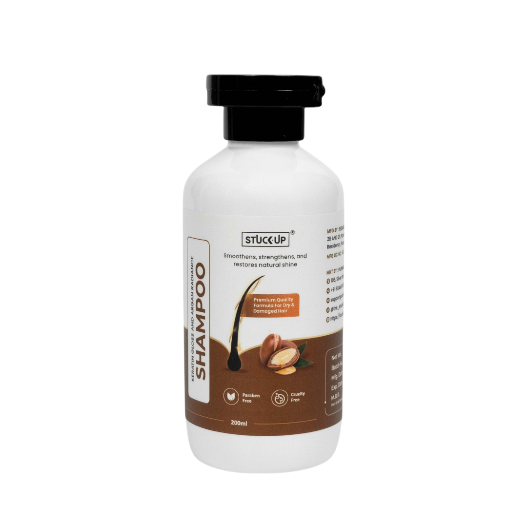 Stuckup, keratin and argan oil shampoo,frizz free hair,straight hair, smooth hair, shiny hair, enriched with argan oil, keratin-smooth hair at home, 200ml shampoo